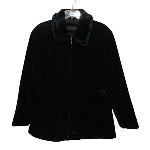 Gallery Black Velvet Jacket with Fur Collar